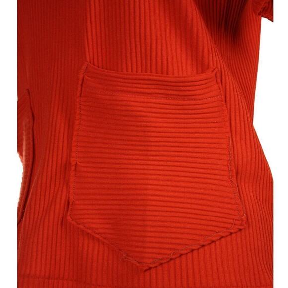 Vintage 70s Top Red Pullover Ribbed Knit w 2 Big Patch Pockets Sz Large -Hey Viv - Picture 4 of 5